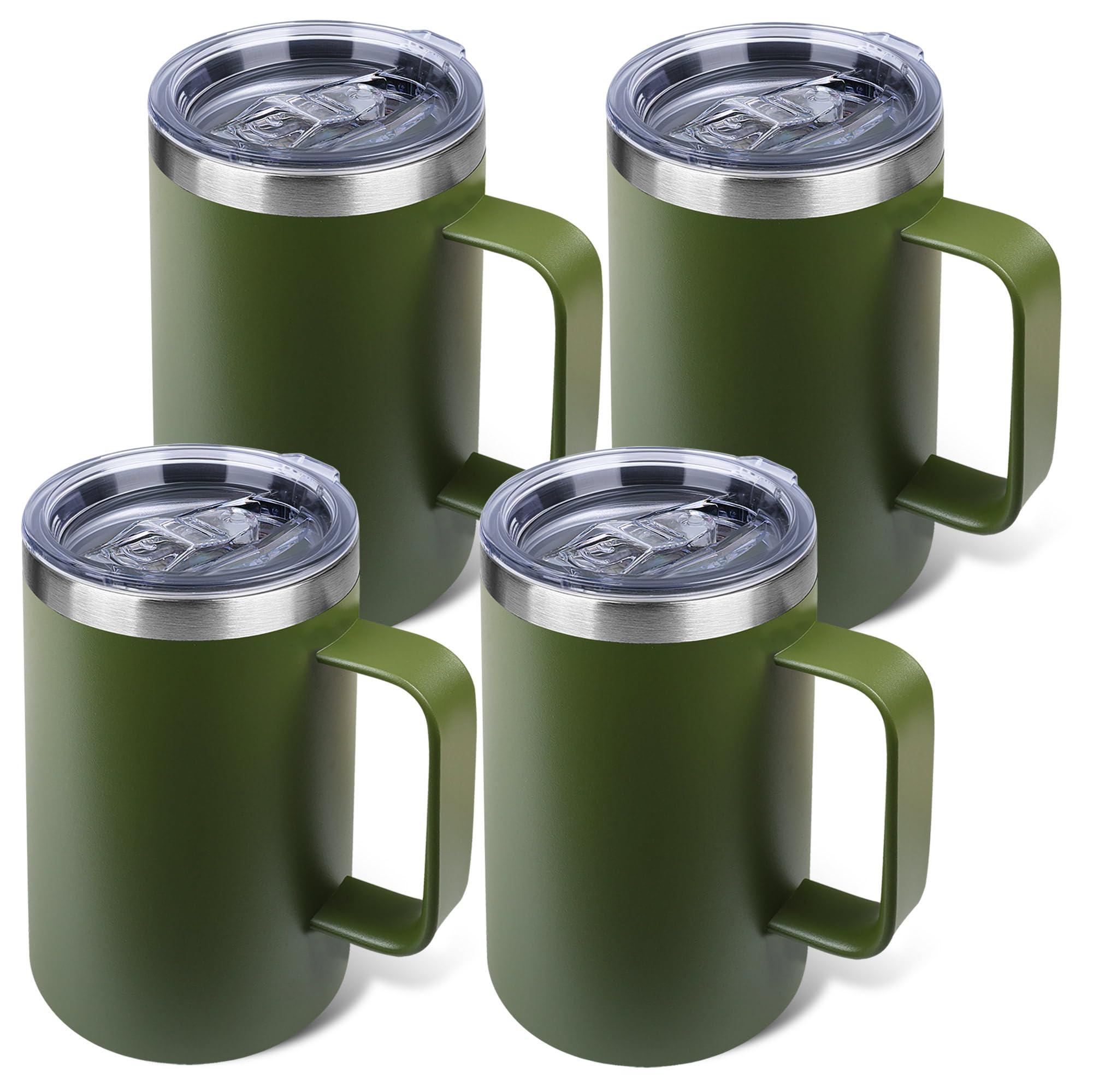 22oz Insulated Coffee Mug with Handle & Leak-Proof Lid - Double Wall Stainless Steel Trav…