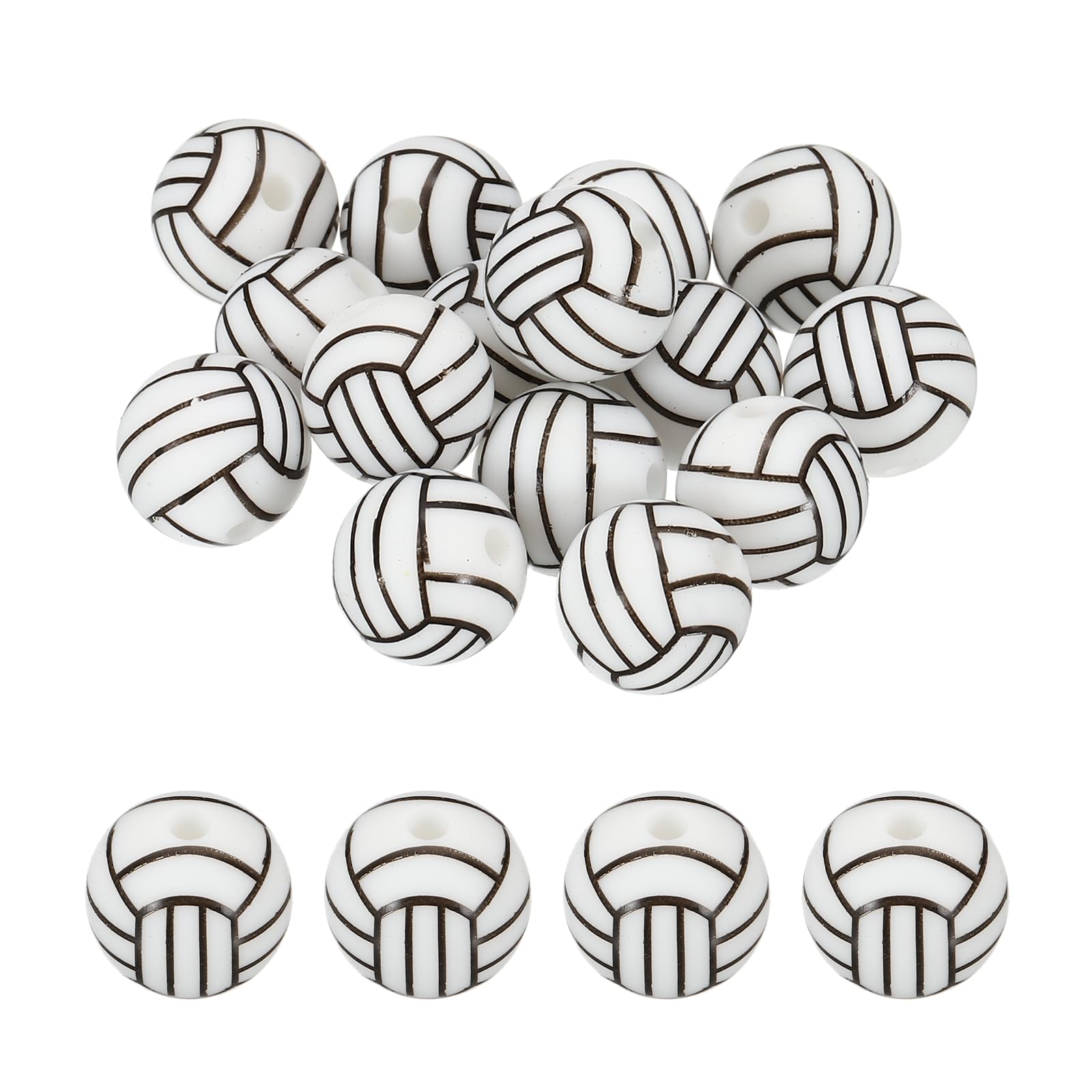 sourcing map 15 Pcs Silicone Sports Beads, 12mm Volleyball Spacer Loose Beads, Ball Shaped Bead Beading Accessories for DIY Bracelets Necklaces Pendants Friendship Crafts