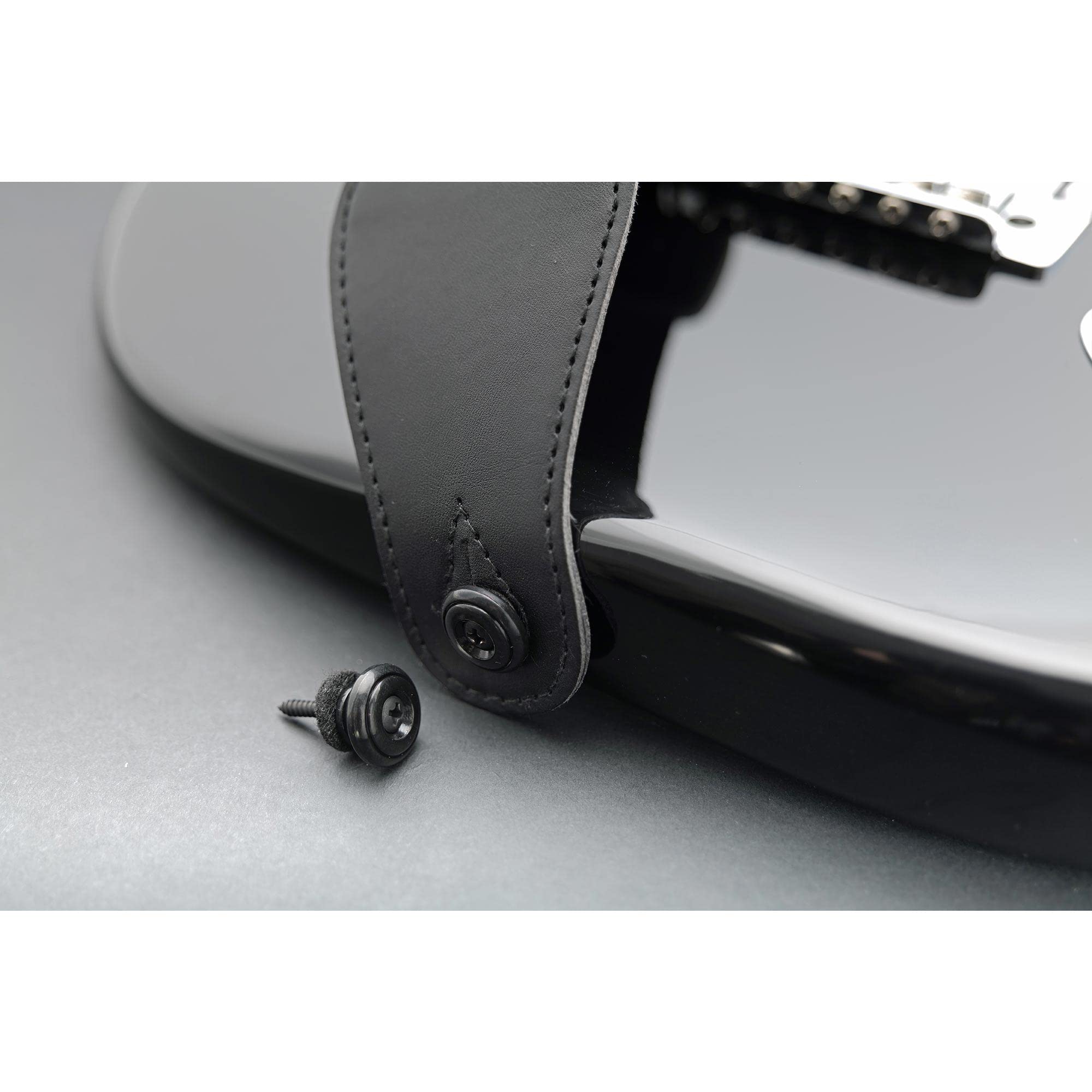 Musiclily Pro 17mm Grand Rond Alliage de Zinc Boutons de Sangle Attache Courroie pour Guitare électrique Acoustique Classique Ukulélé, Noir (Lot de 2)