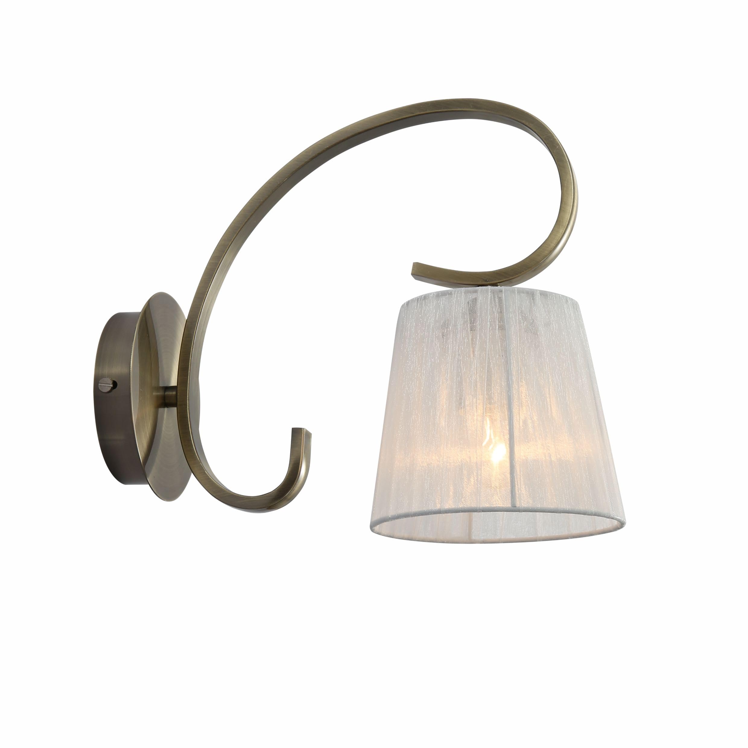 TEKLED myHome Antique Brass Metal Body Rice White Fabric Shade Lantern Vintage Traditional Retro Wall Light | E27 Fitting | for Bedrooms Living Rooms Foyers Cafes Restaurants | (Bulb not Included)