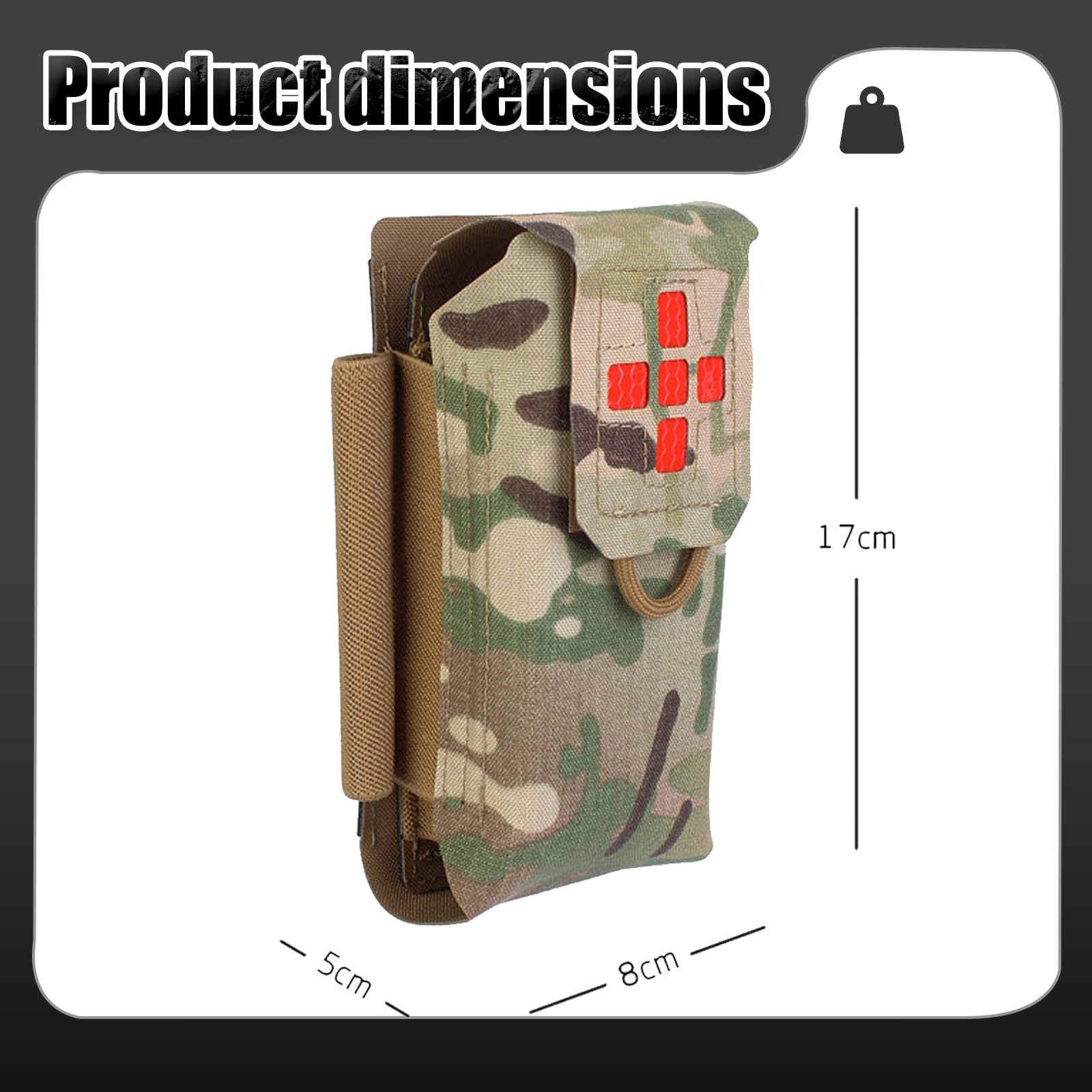 Bolsa Médica Tactics MOLLE, Mini Bolsa Médica IFAK, Kit Compacto de Primeros Auxilios de Acceso Rápido, para Senderismo y Acampada Al Aire Libre