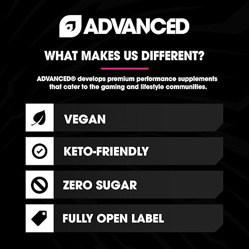 Miniatura 6 de Advanced Fórmula de impulso de energía energética con electrolitos para hidratación, L-teanina para combatir el nerviosismo, sin azúcar y apto para