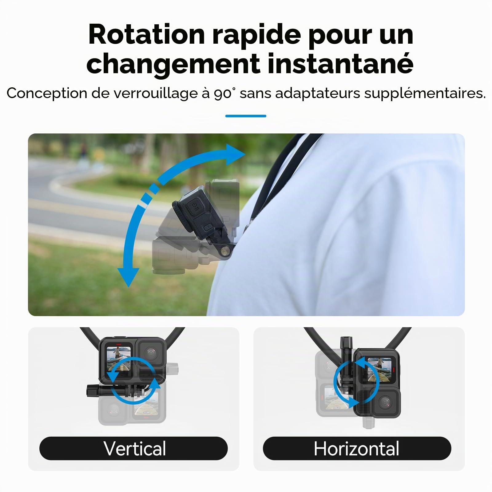 TELESIN SE 2.0 Support de Cou, Support magnétique pour iPhone et Android, Sangle de Poitrine, Support de téléphone vidéo POV Mains Libres pour iPhone 17 16 15 14 13, caméra d'action Android Samsung