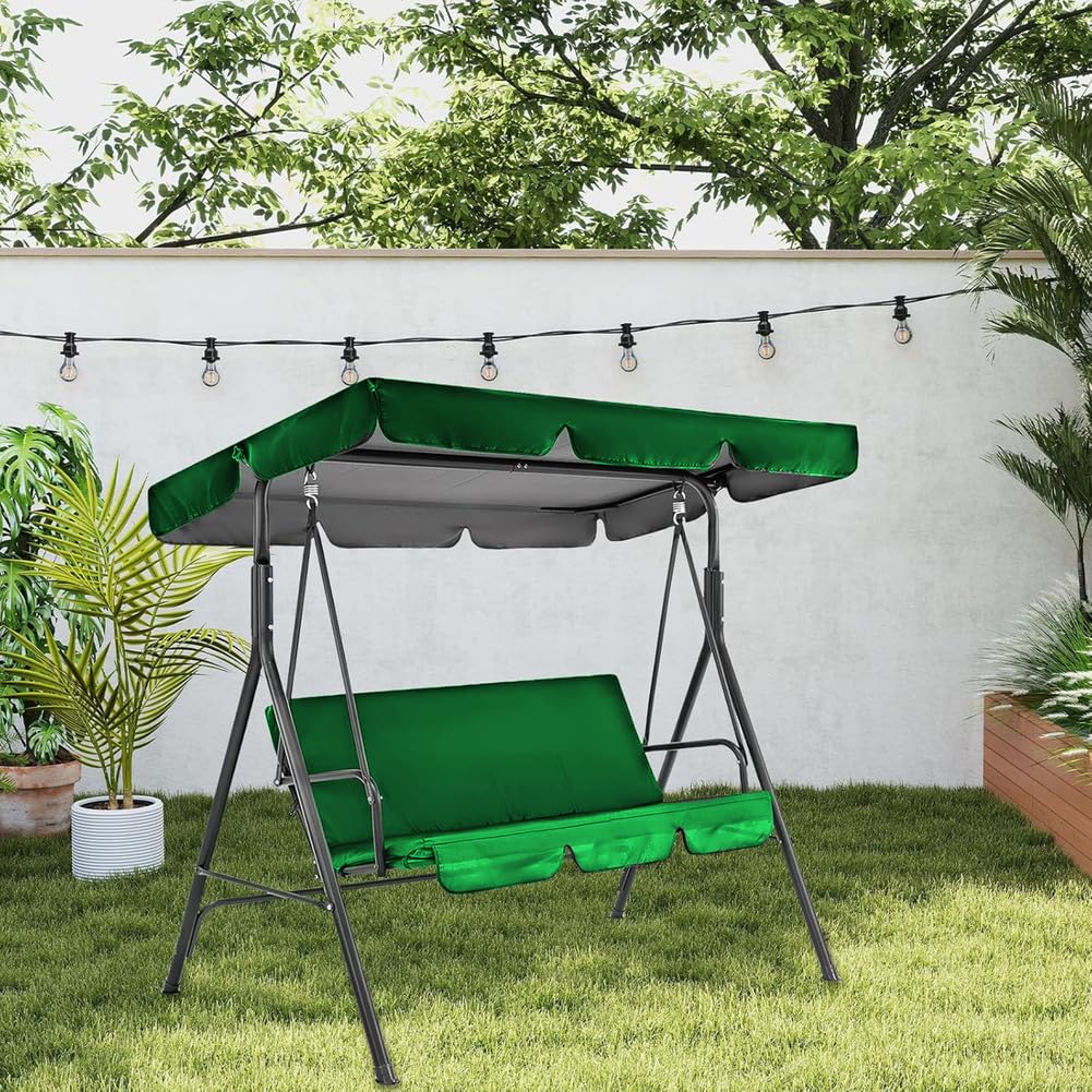 Toile de Balancelle de Jardin,Toit Pare-Soleil pour Balancelle de Jardin 3 Places,ImperméAble en Oxford Toit de BalançOire, Preuve UV Toit Pare-Soleil pour Balancelle de Jardin,Vert,249x185x18cm