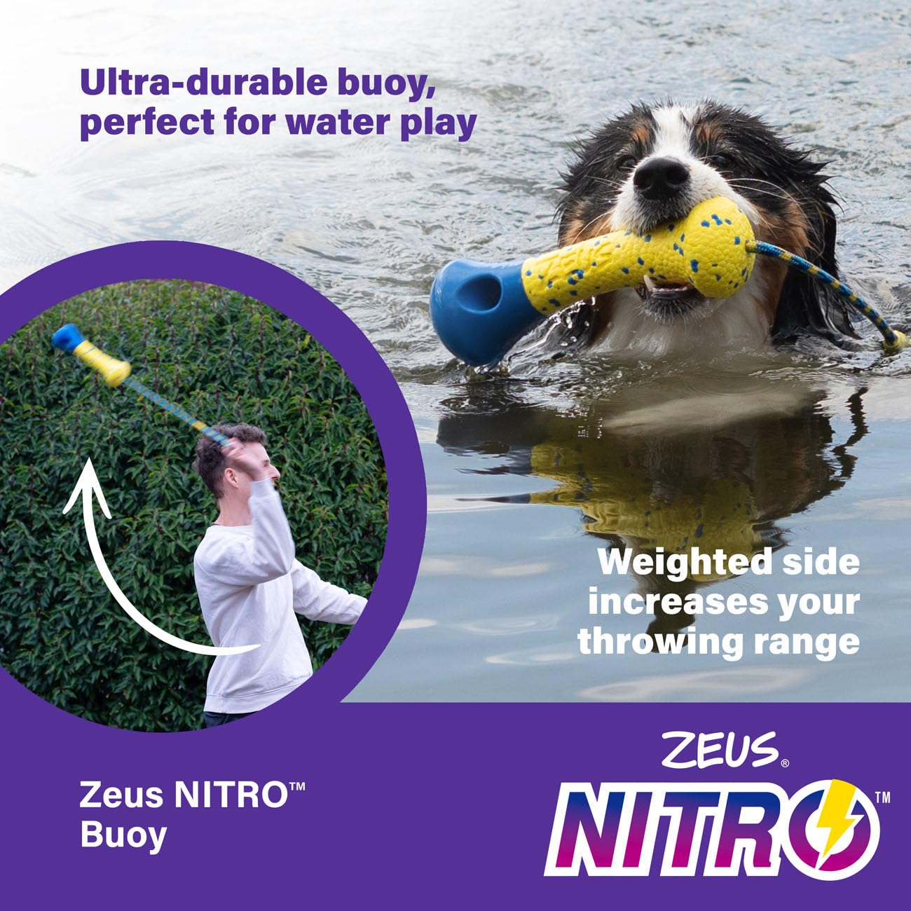Zeus NITRO Durable Floating Buoy Dog Toy with Rubber Design for Fetch and Water Play, Yellow - Image 4