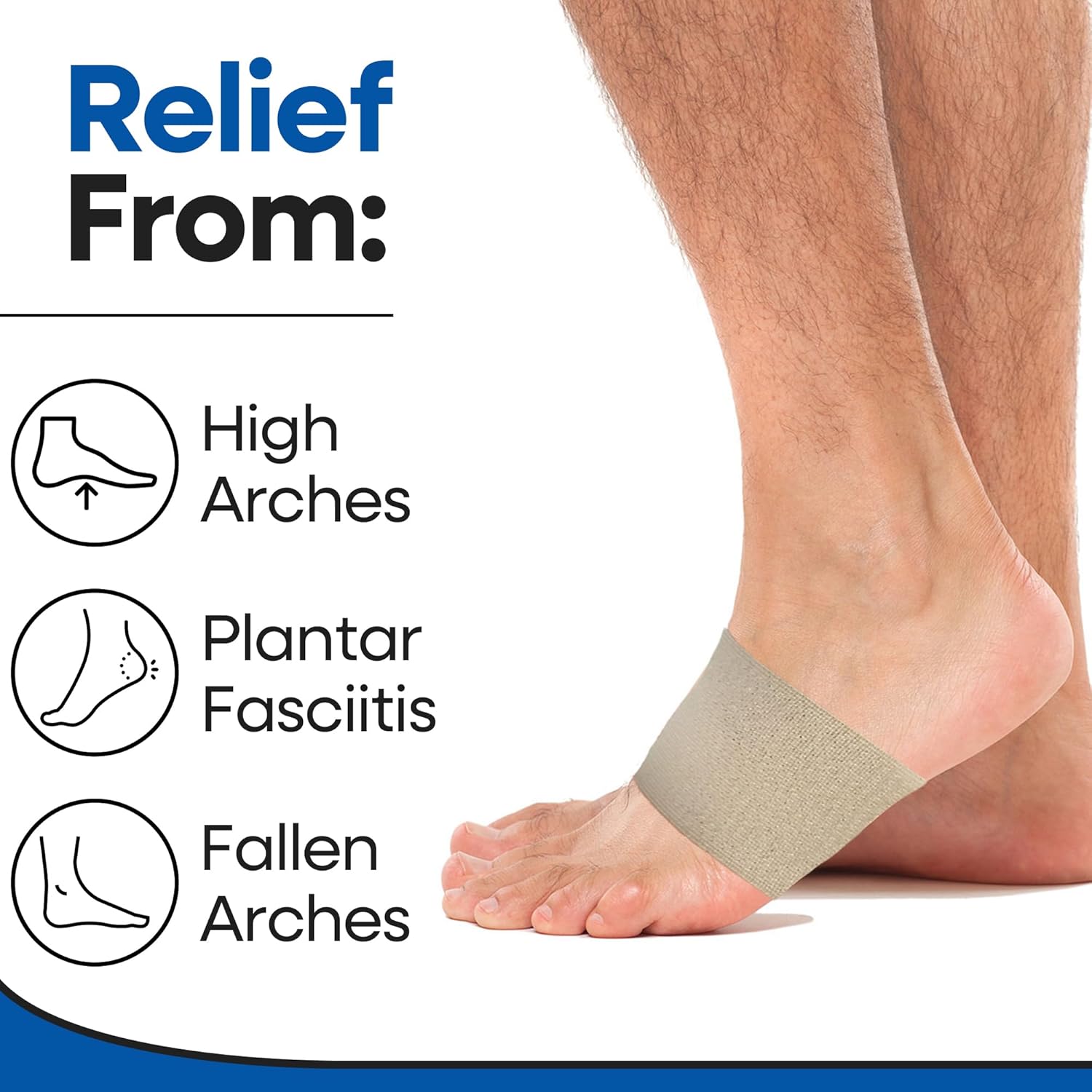 Arch Supports for Plantar Fasciitis Relief | Compression Sleeve Foot Brace For Heel Pain, Bone Spurs, Flat Feet, High Arches | Copper Infused Arch Support Bands for Women & Men Over Socks Fit Most - Image 2