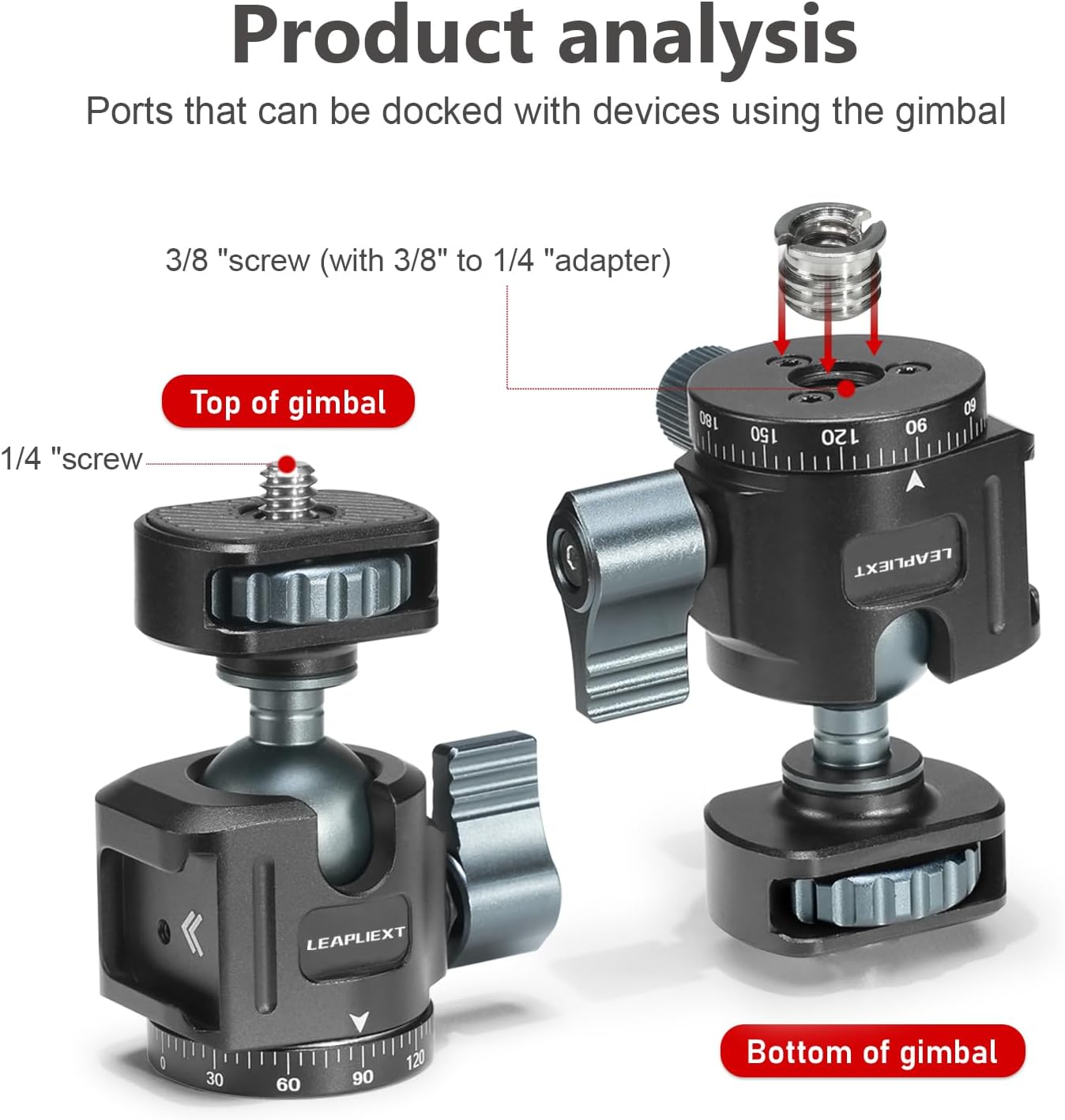 Tripod and spherical gimbal, Max Load 40kg/88lbs (Tripod) & 2.5kg/5.5lbs (Ball Head)1/4" & 3/8" Interfaces, 360 ° Panoramic Rotation,Quick Release, for Camera, Stabilizer, Mobile phone and iPad holder