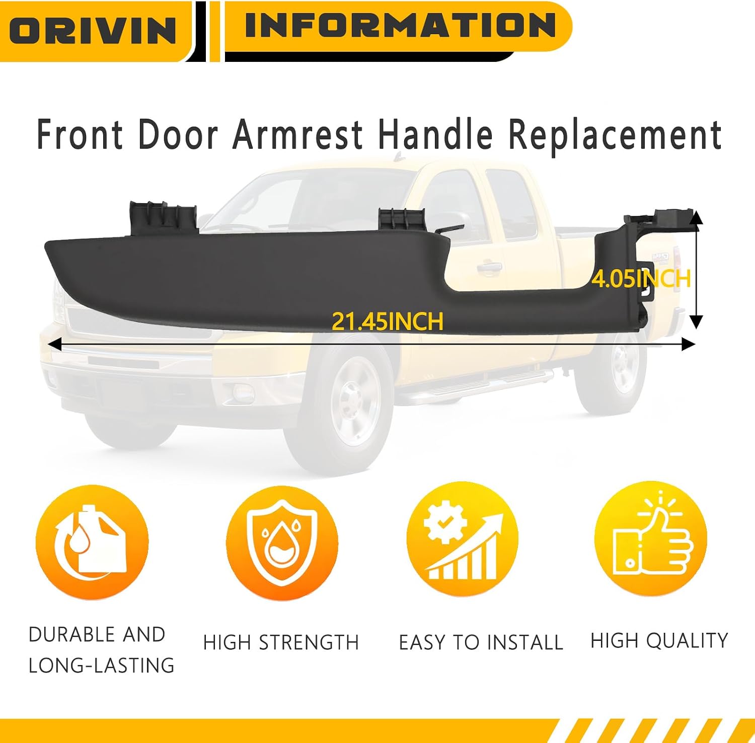 12472876 Front Driver Side Door Armrest Handle Compatible with 1999-2006 Chevy Suburban Silverado Sierra Tahoe Avalanche Escalade & GMC Yukon, Front Left Side Door Arm Rest with Handle