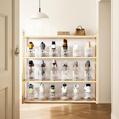 Miniatura 2 de Paquete de 20 ranuras para zapatos, organizador para armario, doble cubierta, ahorro de espacio, apilador de zapatos ajustable, organizador