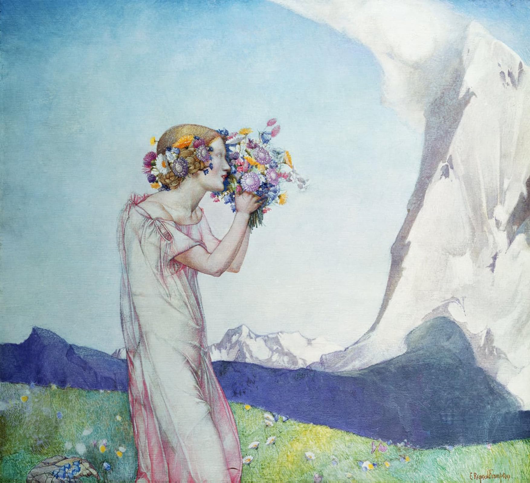 Cuadro Flora Alpina de Edward Reginald Frampton lienzo de 60x90cm para pared 5