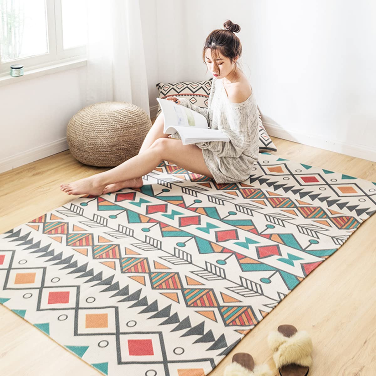 yamagiwa ヤマギワ PATCHED WOODEN FLOOR RUG Amazon.com: MUJOO Boho Rug 4'x6.5' Area Rugs for Bedroom