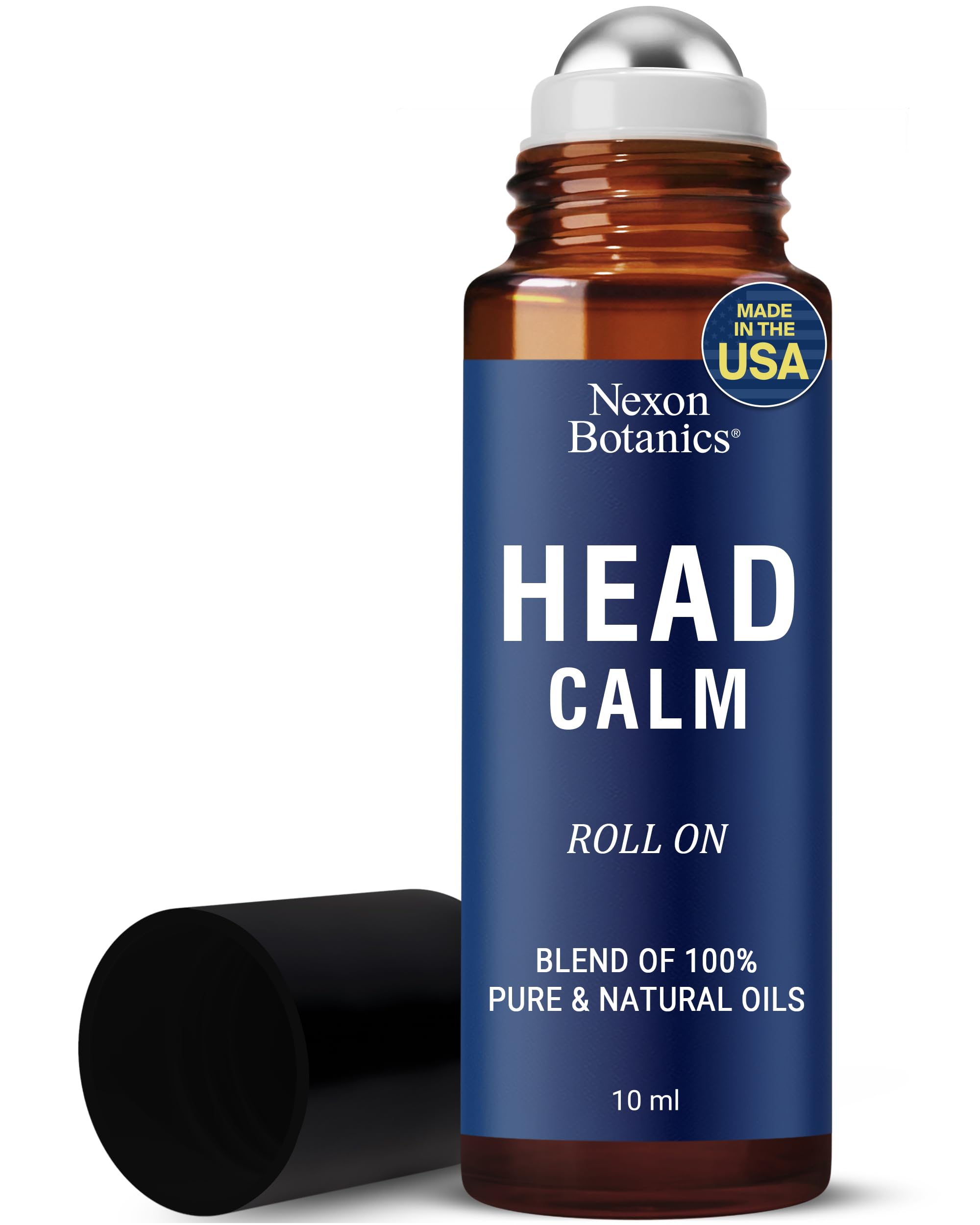 Head Calm Essential Oil Roll-On 10 ml - Soothing Blend of Pure & Natural Essential Oils - Roller Ball for Migraine & Headache Relief - Nexon Botanics