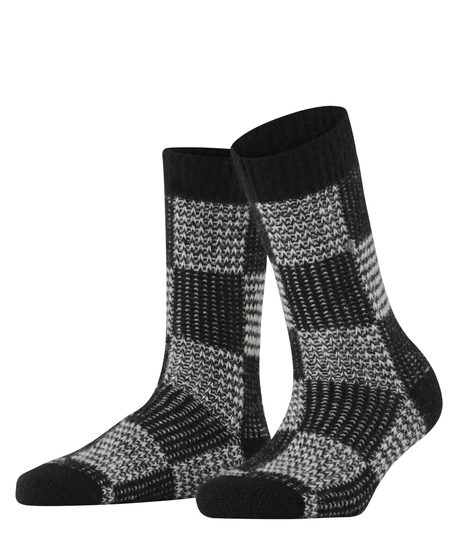 Burlington Women's Charming Checks W So Alpaca Wool Patterned 1 Pair Socks, Black 3000, 3.5-7