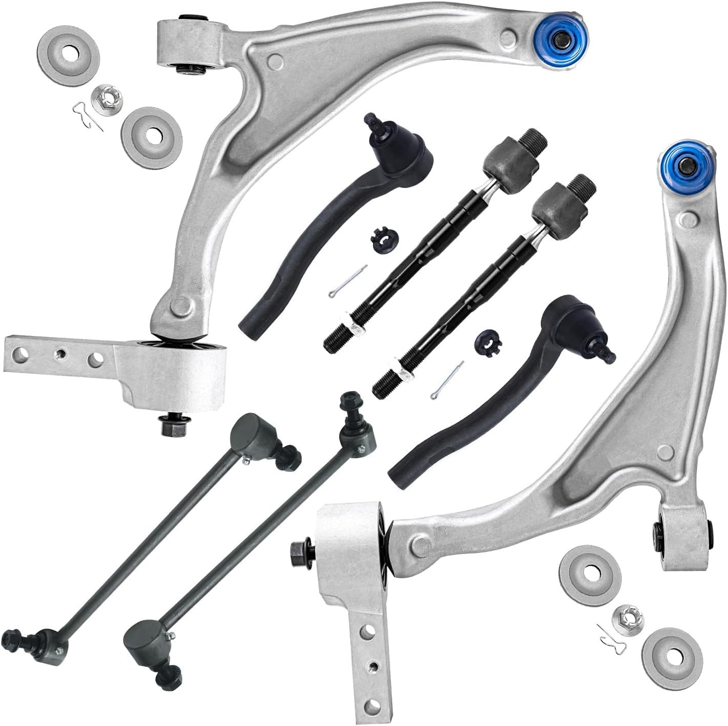 Detroit Axle - Front 8pc Control Arms Kit for 2009-2015 Honda Pilot, 2 Lower Control Arms w/Ball Joints, 4 Inner & Outer Tie Rods, 2 Sway Bars, 2010 2011 2012 2013 2014 Replacement