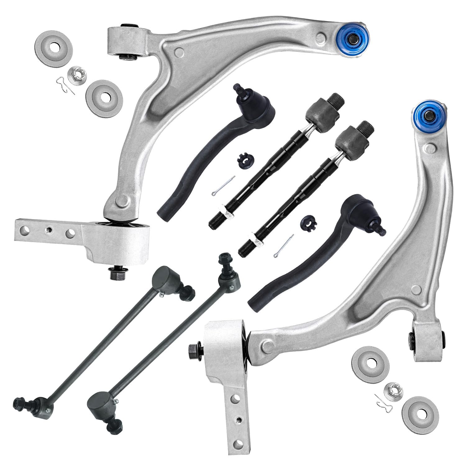 Detroit Axle - Front 8pc Control Arms Kit for 2009-2015 Honda Pilot, 2 Lower Control Arms w/Ball Joints, 4 Inner & Outer Tie Rods, 2 Sway Bars, 2010 2011 2012 2013 2014 Replacement
