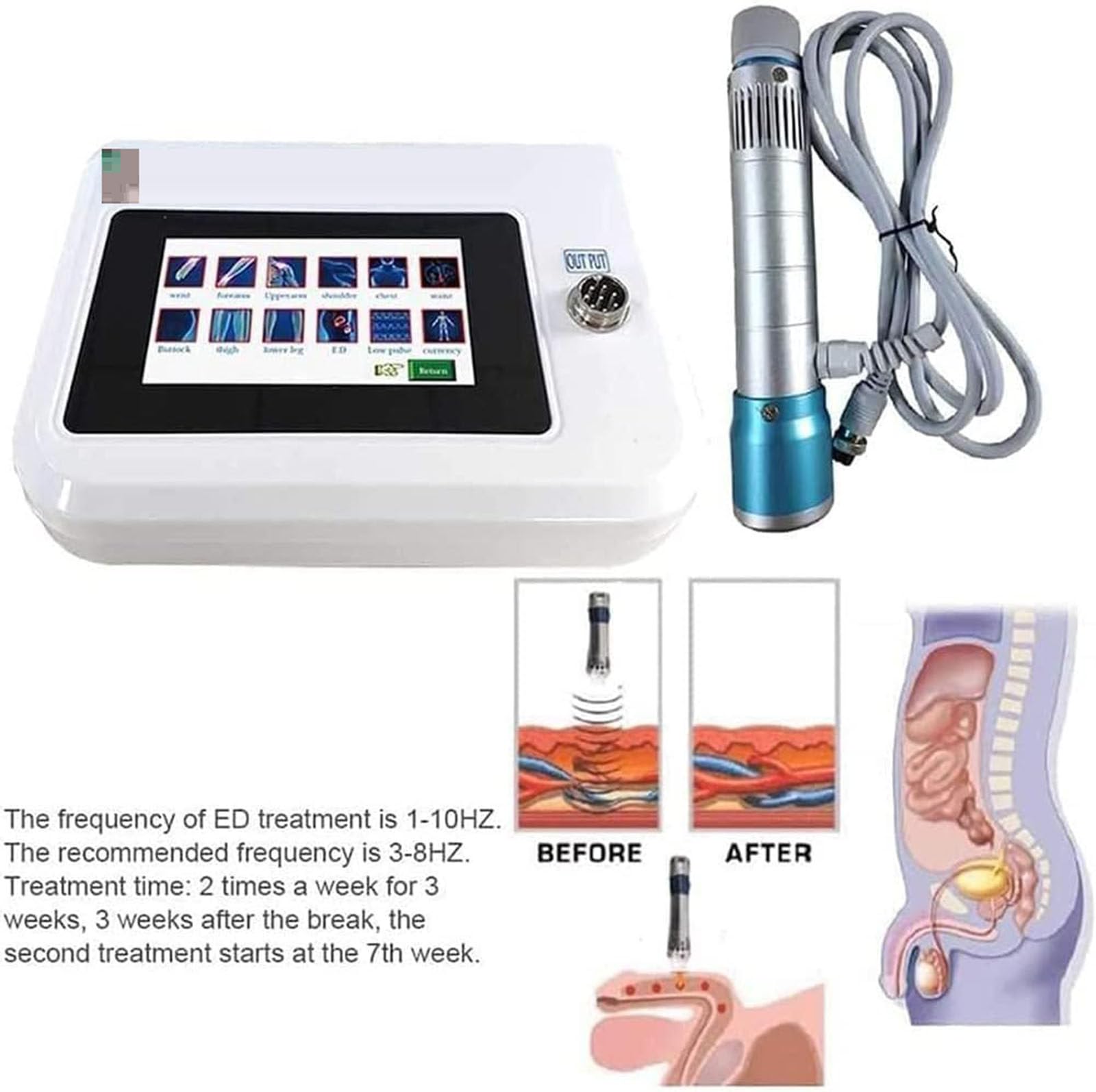 Macchina per Terapia Ad Onde d'Urto con 11 Teste di Massaggio Multifunzione Massaggiatore del Corpo a Onde d'Urto Curare Le Malattie Muscolari/Rafforzare Le Cellule/Alleviare Il Dolore,V100