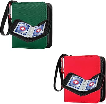 GEAoffice Mini Size Card Binder 1 Pocket, 80 Pockets Small Trading Card Album Book with 40 Removable Sleeves, 80 Top Loading Pockets Binder for TCG, MTG, Sports & Game Cards, Green & Red