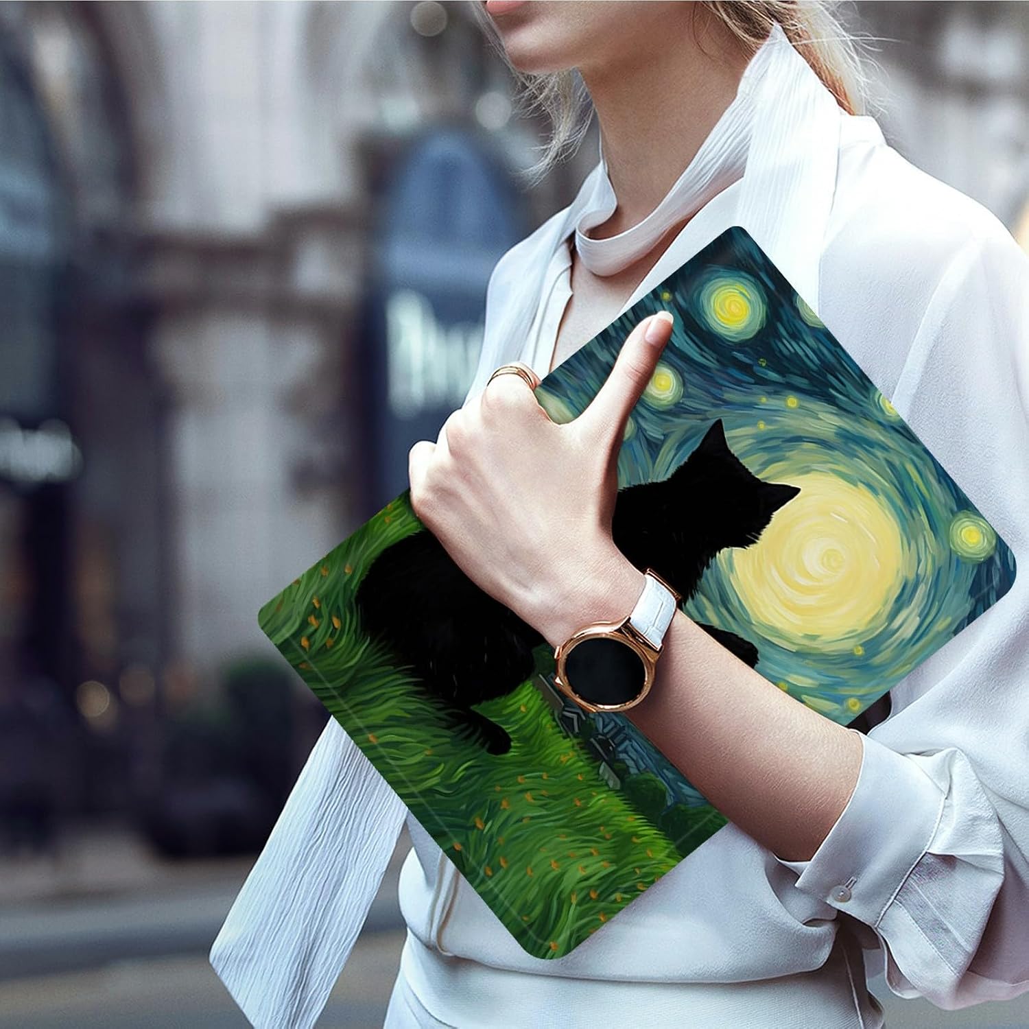 for iPad mini 7 (A17 Pro) 2024 Case for iPad mini 6 2021 8.3 Inch PU Leather Slim Lightweight Multiple Angles Stand Smart Cover with Auto Wake/Sleep for iPad mini 7th/6th Generation, Art Black Cat