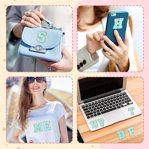 Miniatura 75 de Morcheiong 26 parches de letras de felpilla autoadhesivas de la A a la Z, letras de felpilla para ropa, tela, zapatos y bolsas (verde oscuro)