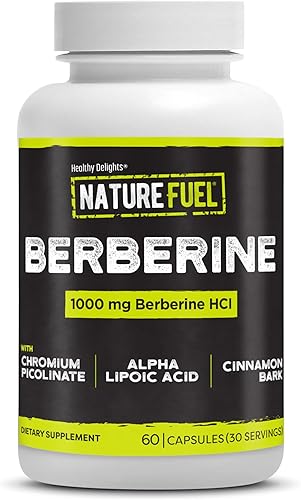 Healthy Delights Nature Fuel - Cápsulas de berberina, suplemento de berberina, con berberina HCl, picolinato de cromo, ácido alfa lipoico y corteza