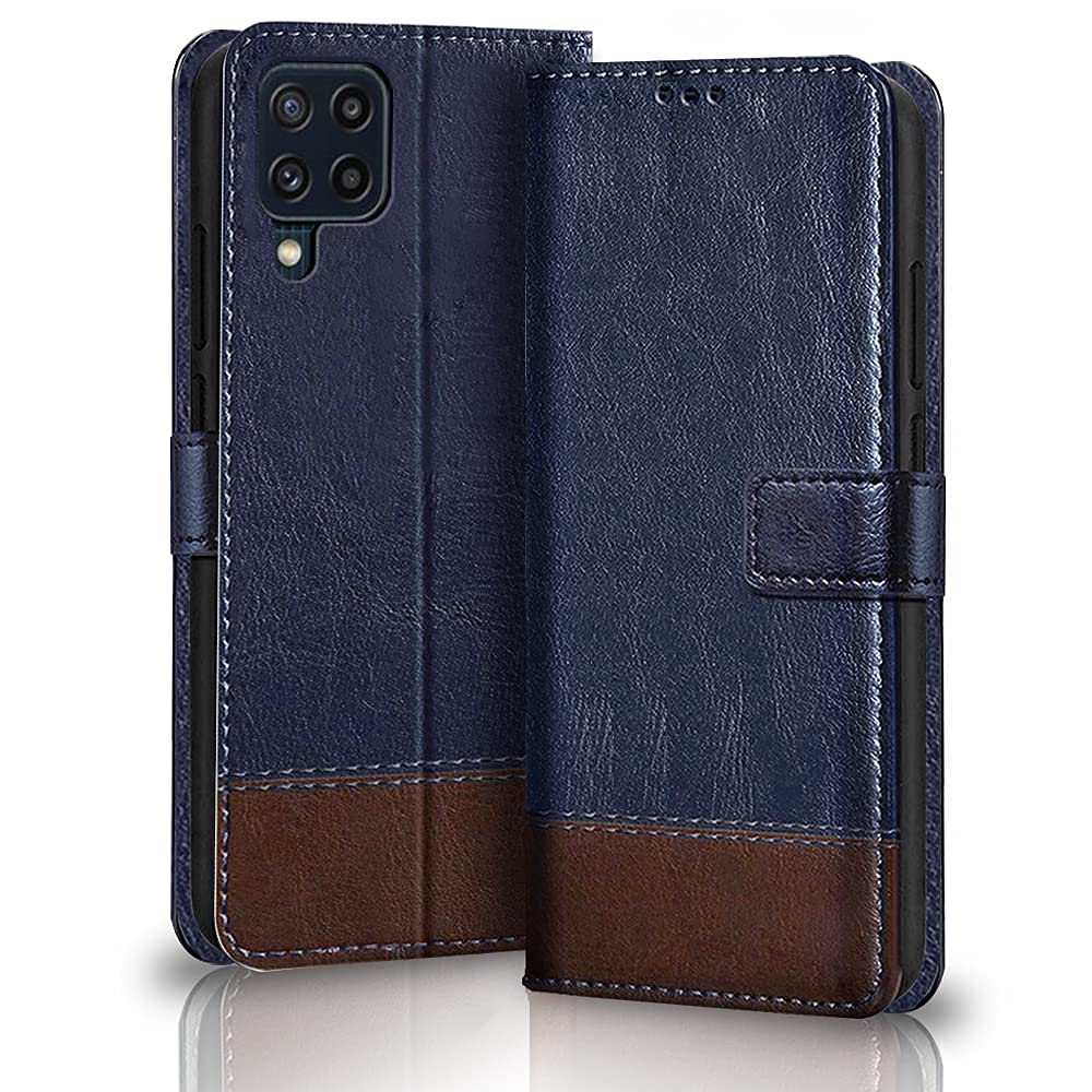 TheGiftKart Dual-Color Leather Finish Flip Back Cover for Samsung Galaxy F22 | Inside Pockets & Inbuilt Stand | Wallet Style | Magnet Closure Samsung Galaxy F22 Flip Case (Blue & Brown) (B0996TWLCJ) Amazon Price History, Amazon Price Tracker