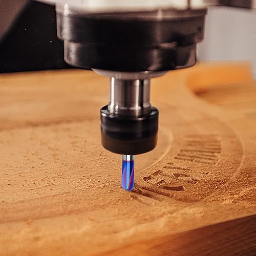 Miniatura 5 de Broca en V de 90 grados de 14 pulgadas, fresadora de extremo de chaflán CNC de carburo, broca de 4 flautas en V con revestimiento nano azul para