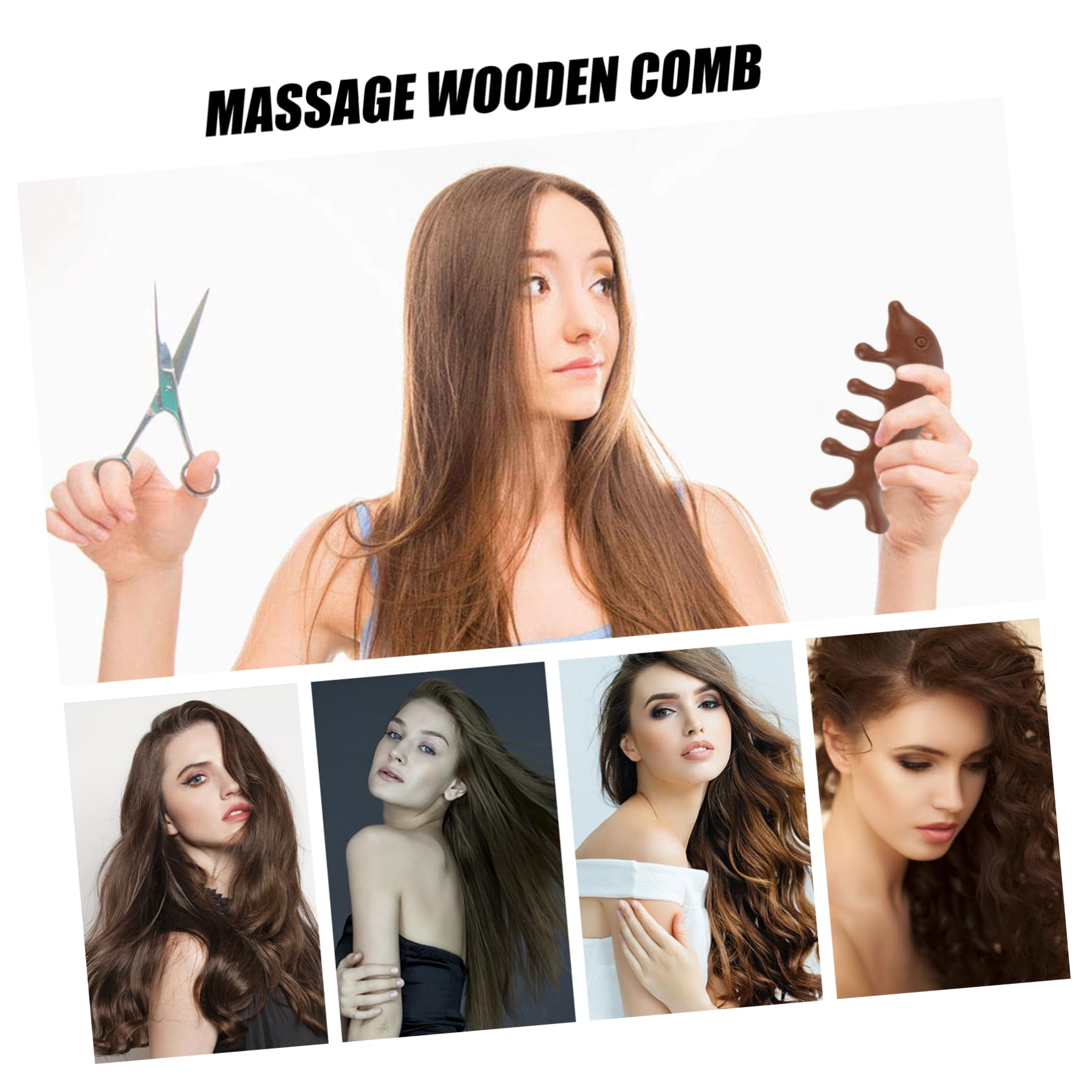 FRCOLOR Wood Comb Massage Tool Bone Shaped Acupoint Creative Massage Comb Reliable Massage Comb Wooden Massage Comb Practical