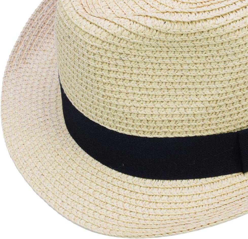 Kids Boys Girls Summer Panama Straw Fedora Hat Short Brim Beach Sun Cap