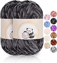 Aeelike 200 g Warm Chenille Wool for Crocheting, Fluffy Thick Yarn for Hand Knitting, Velvet Baby Wool for Knitting, Soft Plush Wool for Amigurumis Baby Blanket, Dark Grey
