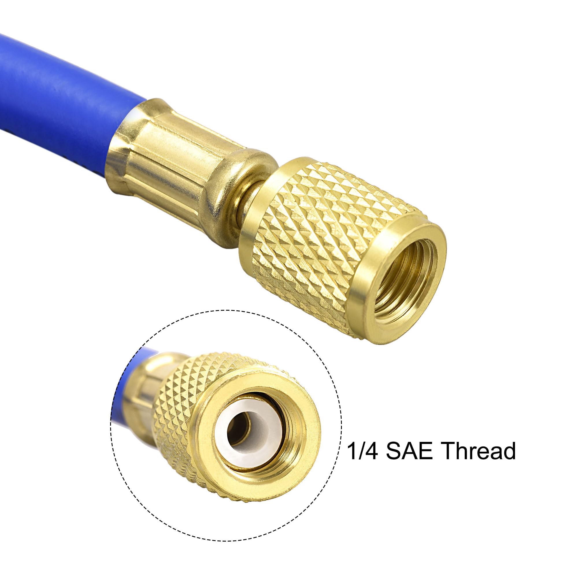 sourcing map Tuyau Remplissage réfrigérants 1/4pouce Filetage 4.92Pi Longueur 600PSI Tube pour Entretien Réfrigération Climatiseur Domestique Bleu