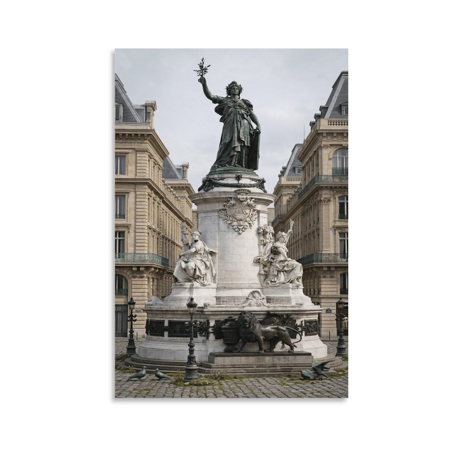 XPASHIQWC Paris Bronze Statue Poster Artwork Giclee Canvas Prints Modern Wall Art Picture Wall Hanging for Office Gym Living Room Decor 12x18inch(30x45cm)