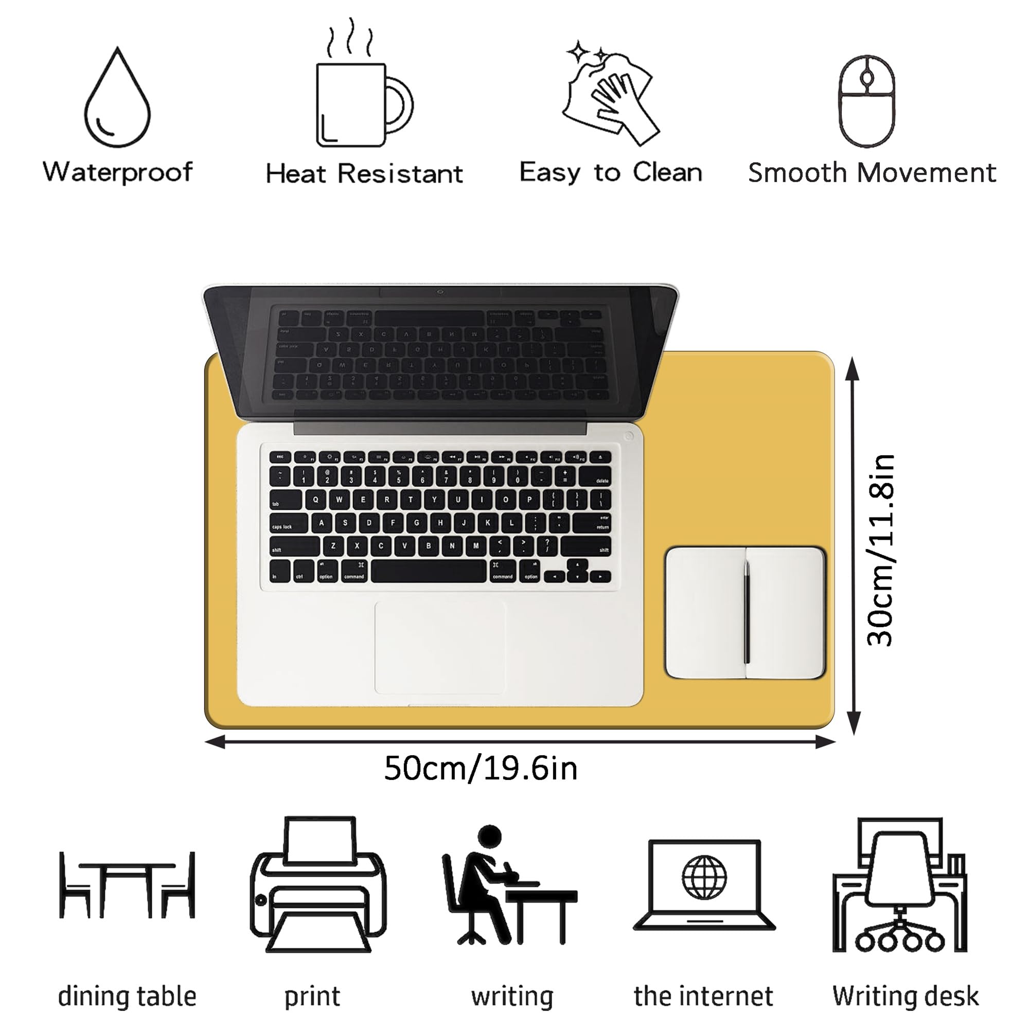 LL-COEUR XXL Orange Leather-Look Gaming Mouse Pad - 600x300mm, Waterproof Keyboard Mat For Desk