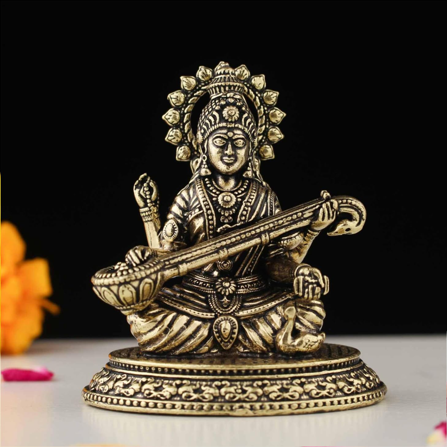 Saraswati Statue - Brass Goddess Idol for Home -10
