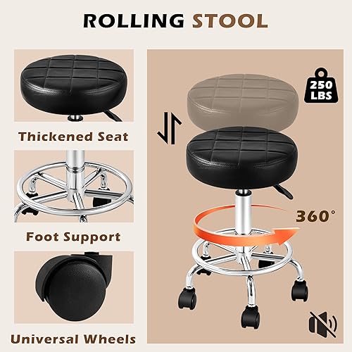 Miniatura 8 de Tattoo Chair for Client, Facial Bed Esthetician Massage Tattoo Table with Rolling Stool, Professional Adjustable Lash Chairs for Salon Spa Barber