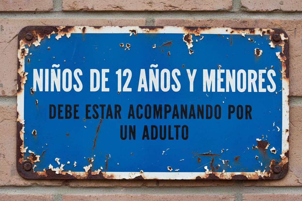 Wall Decor Spanish Language Version Children 12 And Under Must Be Accompanied By An Adult Sign. 8x12Inch Aluminum Vintage Signs Plates Printed