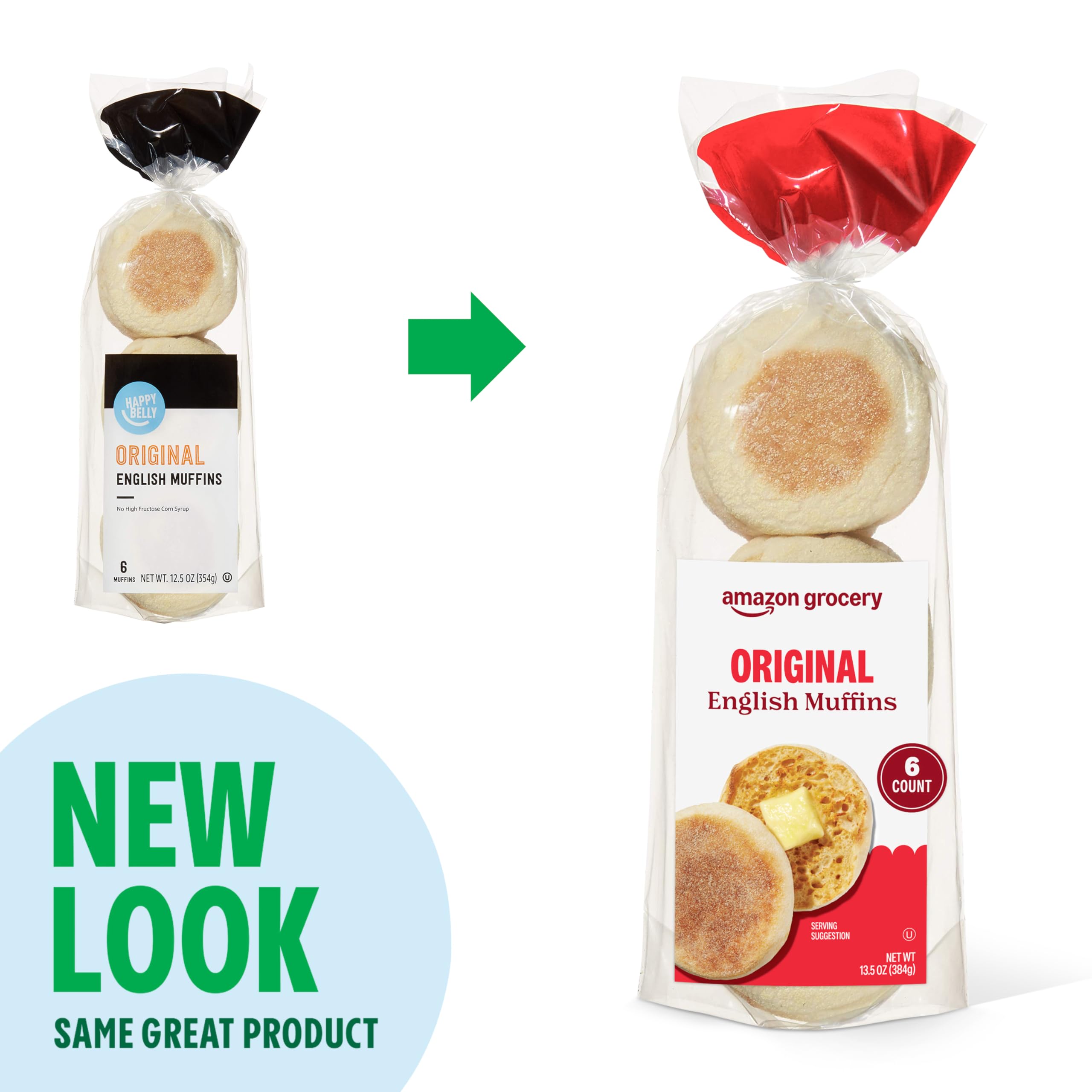Amazon Grocery Original English Muffins 13 5 Oz 6 Ct Previously Happy Belly Packaging May Vary — view 4
