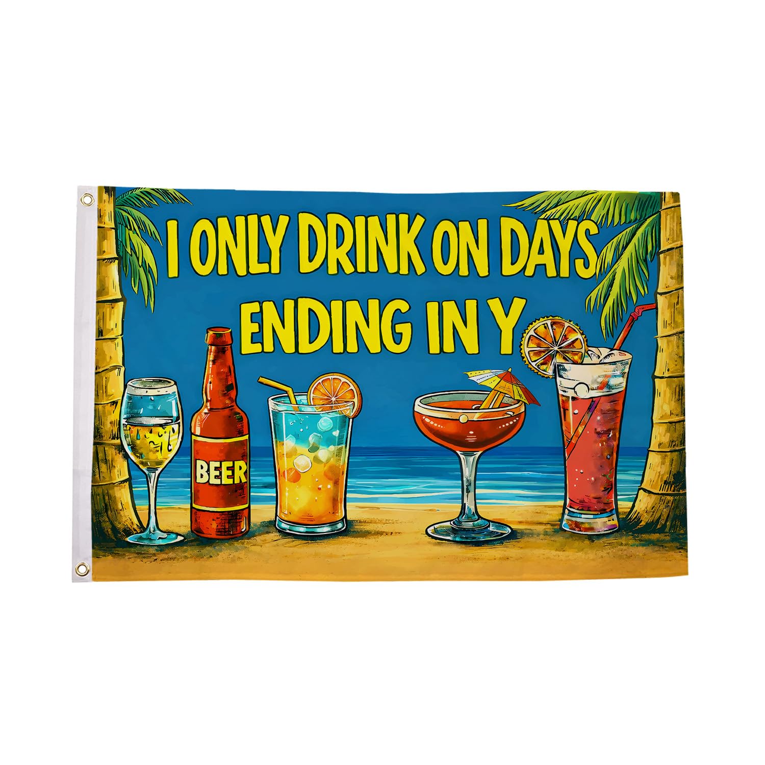 Flagtex Days Ending in Y Flag 5ft x 3ft (150cm x 90cm) Funny Novelty Drinking Beer Pub Bar Flag | Premium Polyester Brass Eyelets | Man Cave Home Bar Wall Display Banner