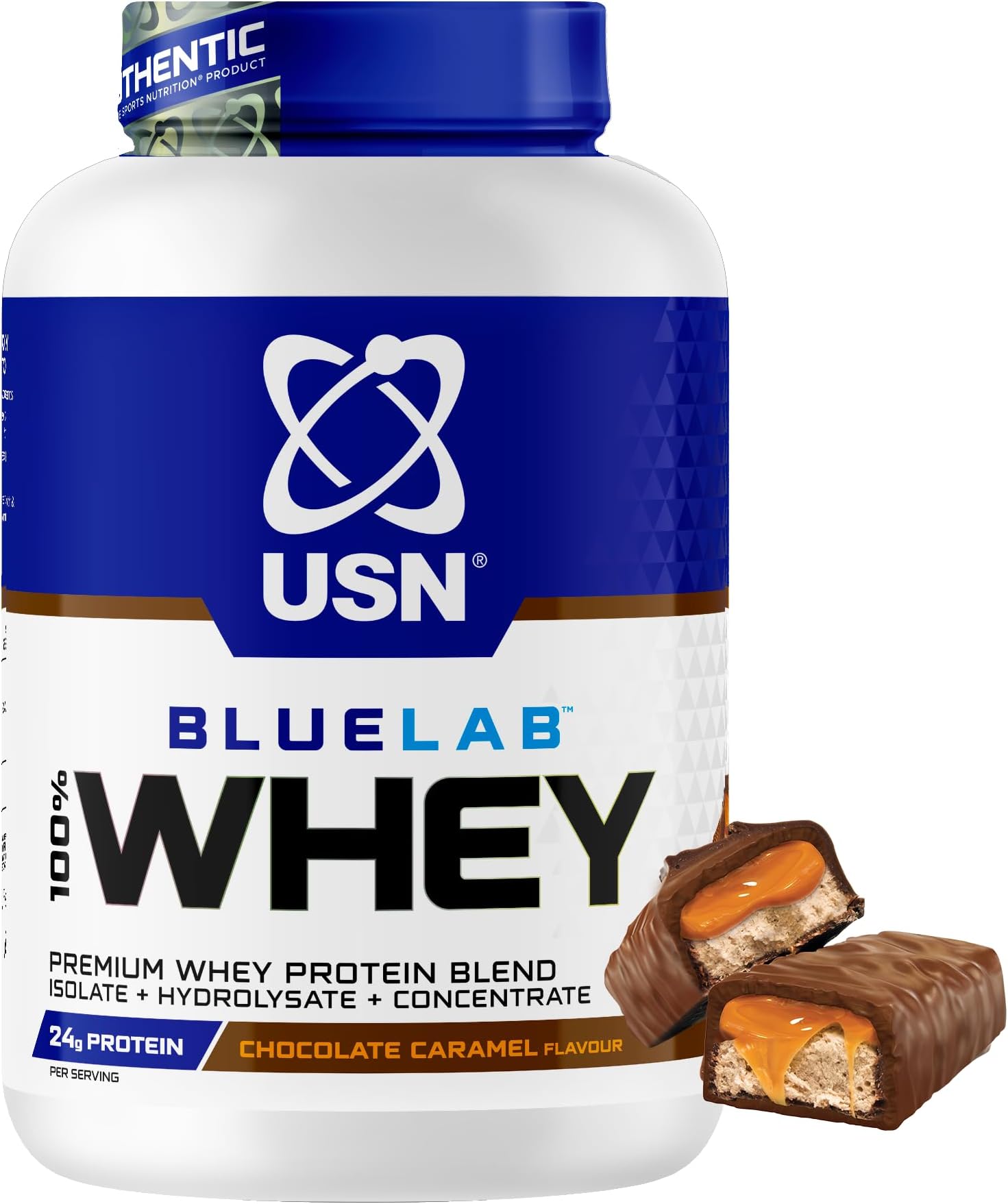Blue Lab Whey Protein Powder: Chocolate Caramel - Whey Protein 2kg - Post-Workout - Whey Isolate - Muscle Building Powder Supplement With Added BCAAs