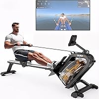 YAMO Water Rowing Machine with Inclined Tank, 330lbs Capacity, Bluetooth App Sync & Tablet Holder - Home Gym Rower