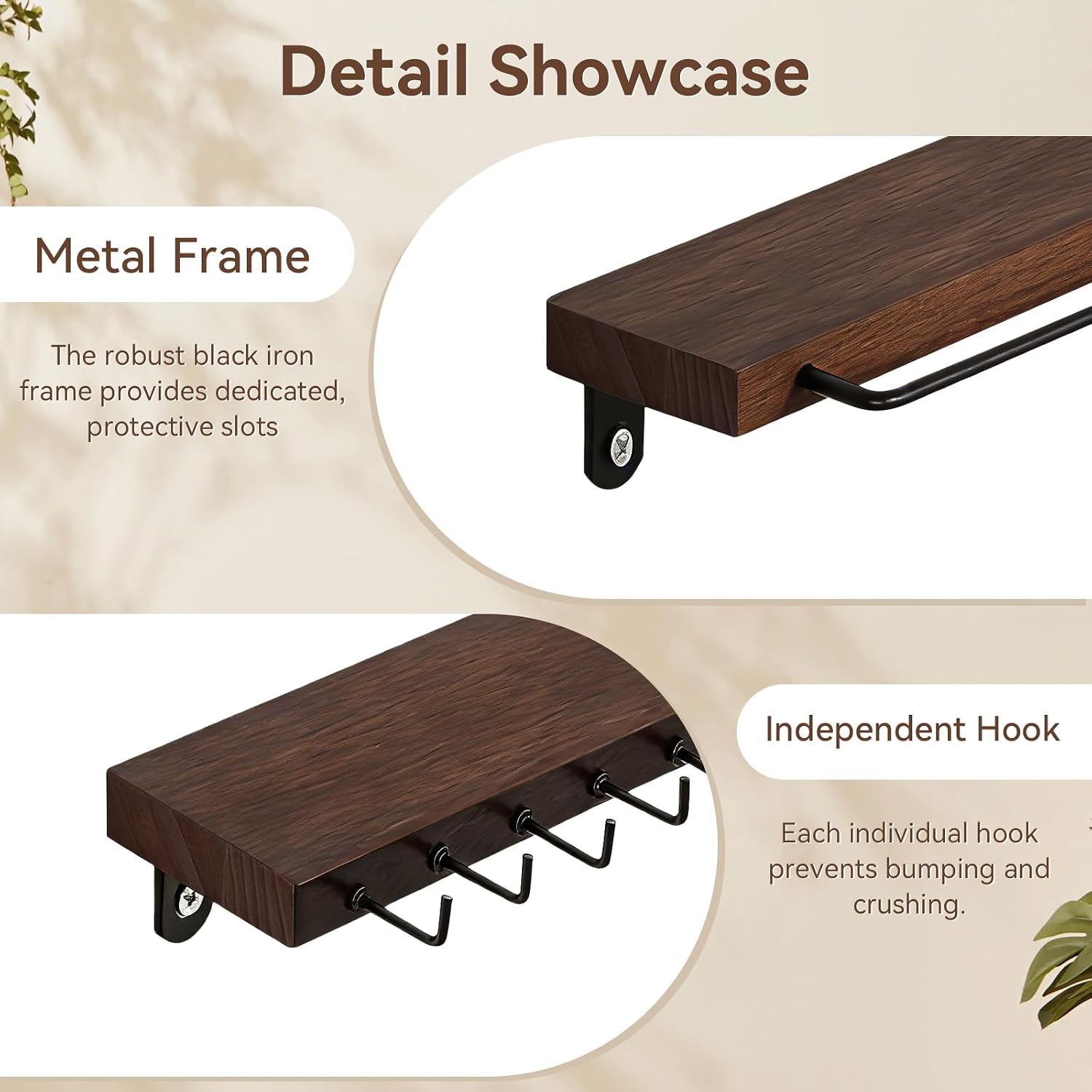 SNOWSTAR Sunglasses Organizer 2 Pack, Wall Glasses Holder, Wooden Sunglasses Display, Eyeglass Organizer Rack for Multiple Glasses for Office & Home Decor, Unique Gifts for Husband, Women & Girls