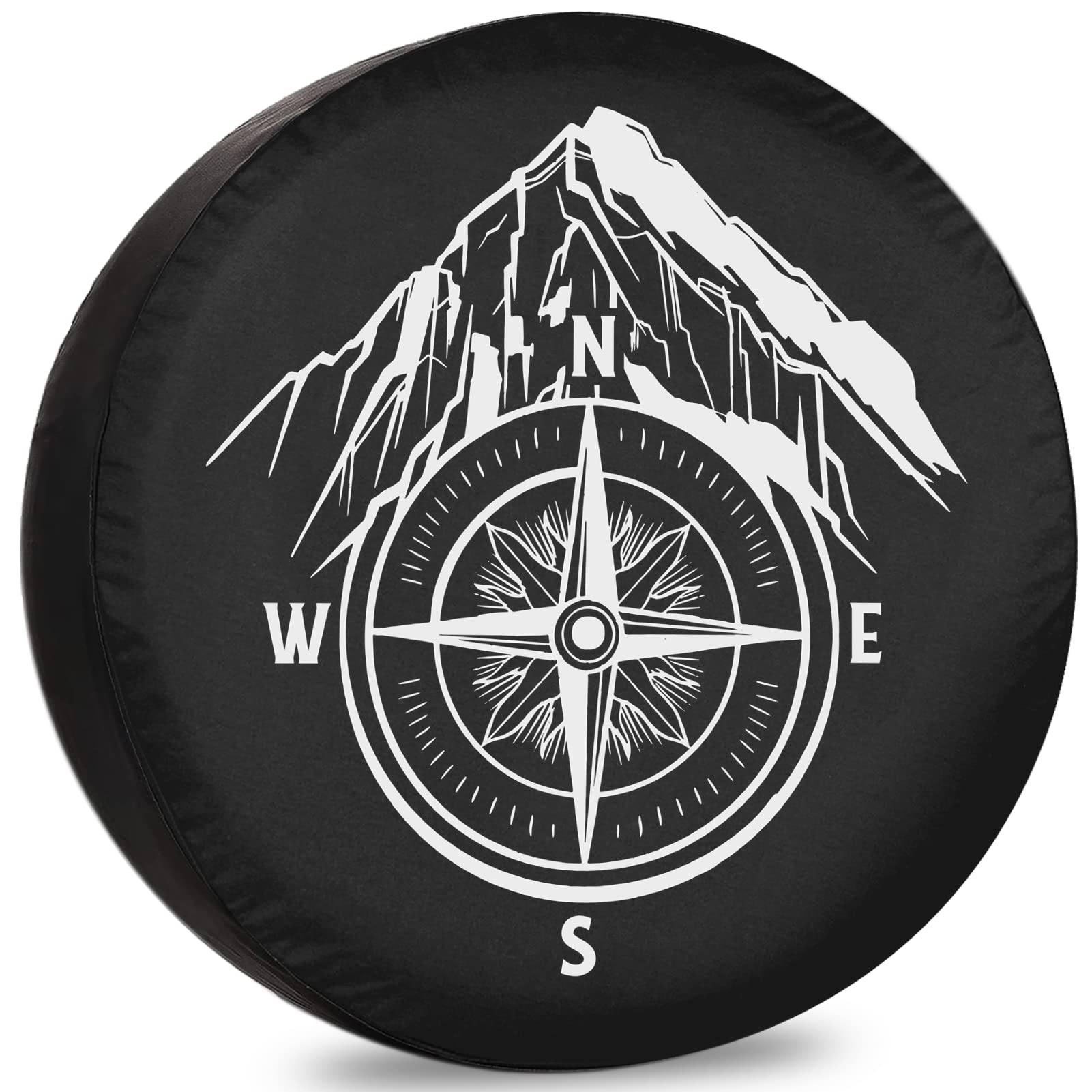 Compass Mountain Trailer Tire Cover - Universal Weatherproof RV Spare Tire Protection 12-17 Inch