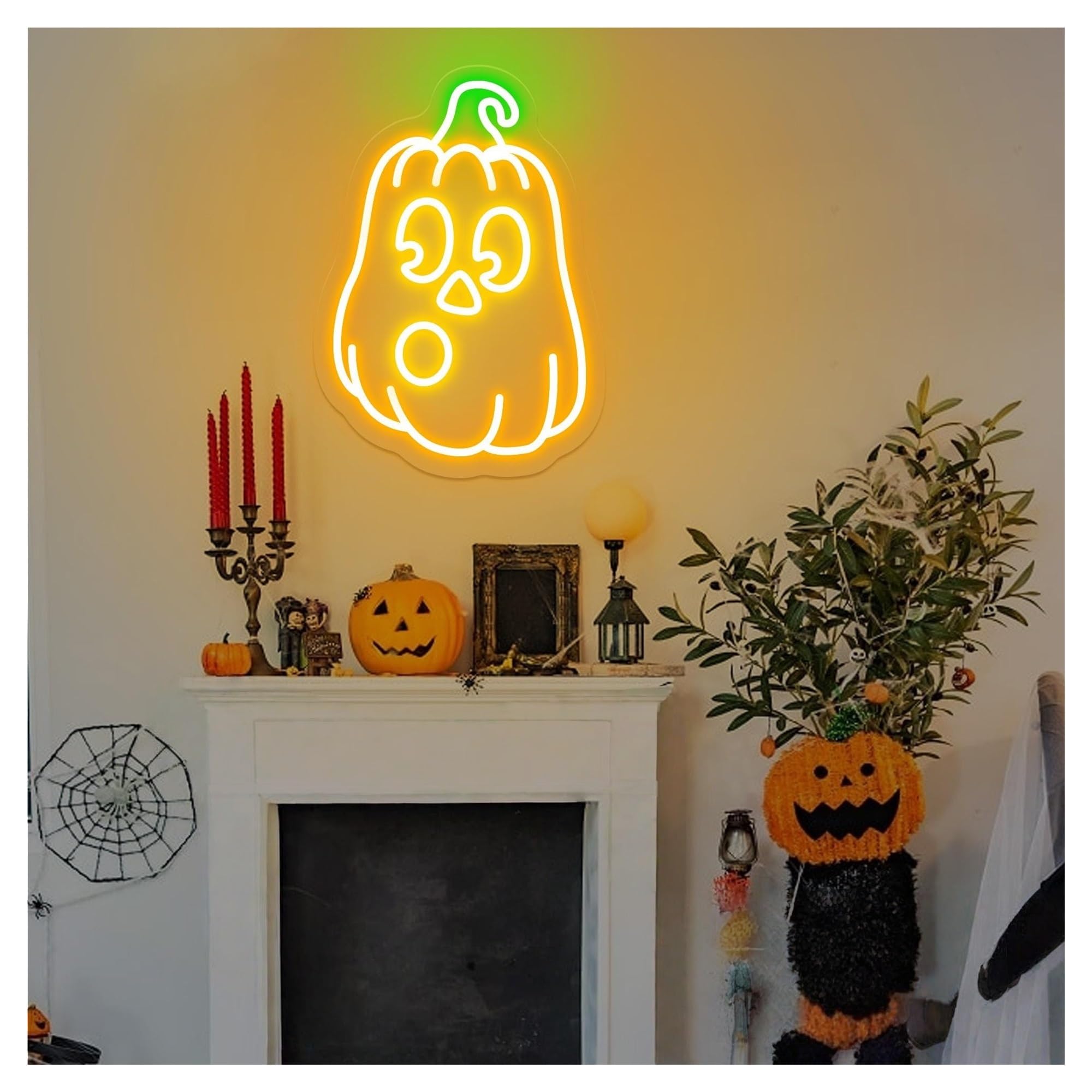 RONGCH Hanging Art Neon Signs Pumpkin Neon Sign, Suitable for Home Festival Party Decor with Brightness Adjustable 31cmx43cm
