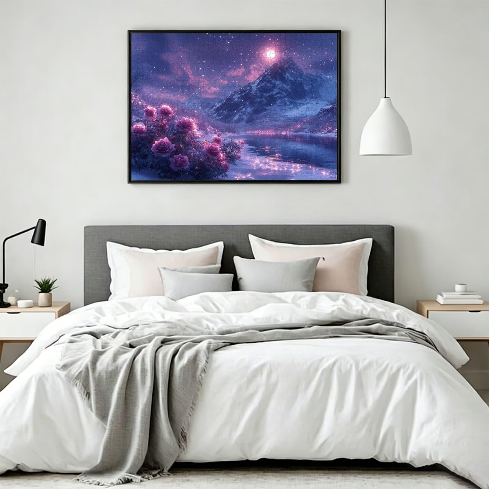 1500 sztuk puzzli dla dorosłych marzycielskie wymagające gry logiczne, n | Puzzle dla dorosłych Snow Mountain, litery z tyłu wskazówki, ciasne puzzle, dopasowanie, aktywność rodzinna, wystrój domu