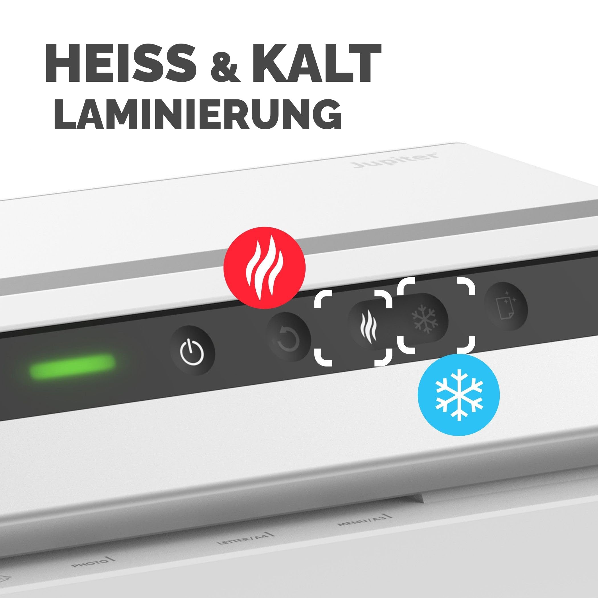 Fellowes Jupiter Laminiergerät A3 zum Heißlaminieren von Hüllen von 80 bis 250 Mikron, intensiver Gebrauch, automatischer Rückwärtsgang, inkl. 10 Laminierfolien, weiß