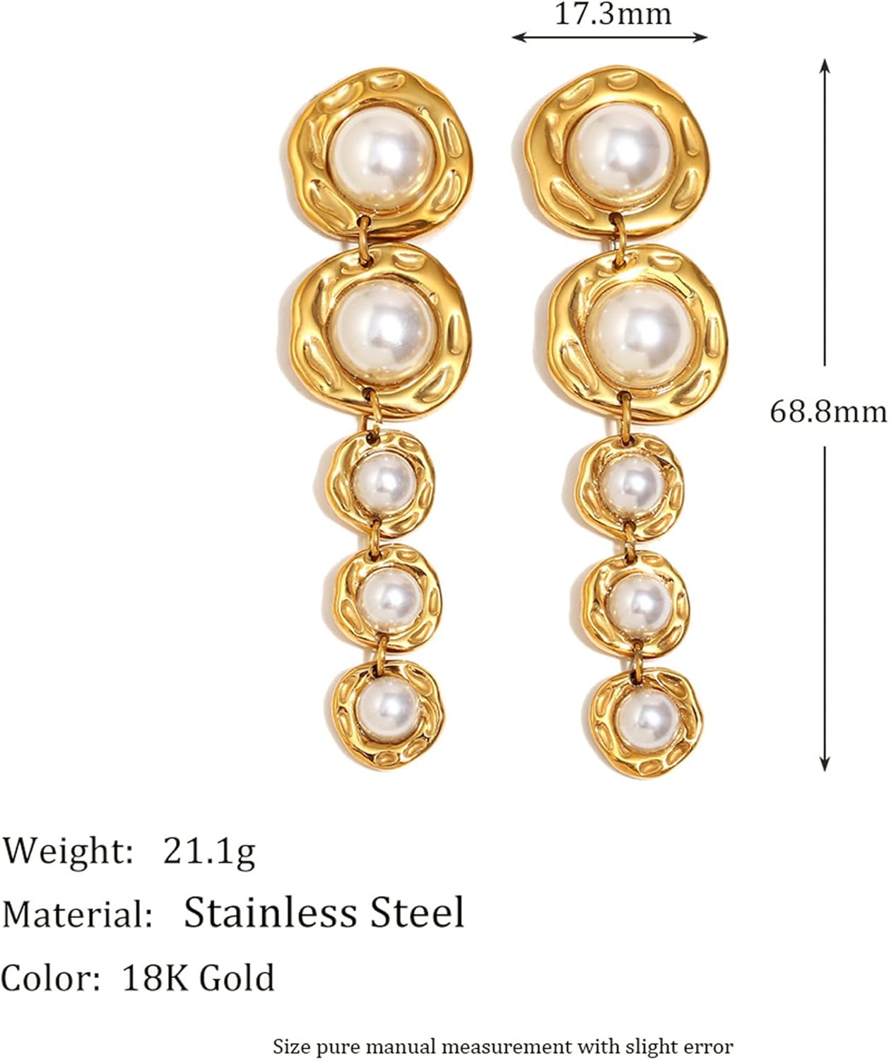 Gold Pearl Dangle Earrings for Women Long Pearl Statement Earrings Big Vintage Earrings Prom Weddings Jewelry - Image 7