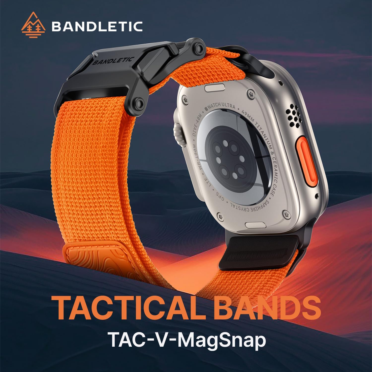 Bandletic Mag Buckle Slim Band Compatible with Apple Watch Ultra Band, Wide Tactical Military Nylon Rugged Soft Bands for iWatch 49mm(Ultra2),46mm(Series 10),45mm(9/8/7),44mm(SE2/SE/6/5/4),42mm(3/2/1) - Image 2