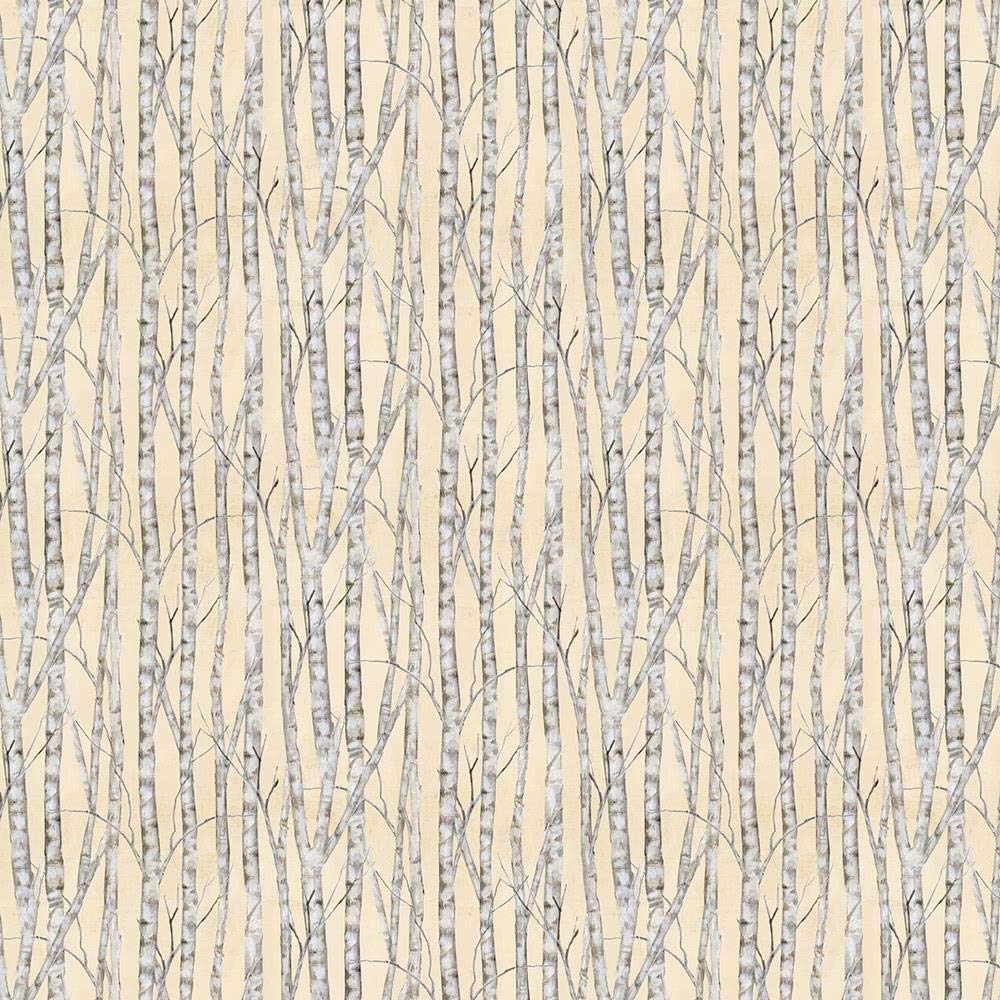 Wilmington Prints Fabrics Forest Study Susan Winget Birch Trees Lt. Tan