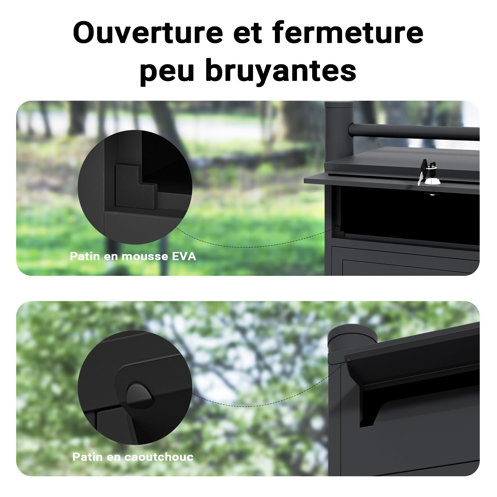 Wiltec Boîte aux Lettres sur Pieds Noire 556 x 270 x 1500 mm, avec 6 Compartiments verrouillables et Porte-nom, Revêtement en Poudre, pour Courrier