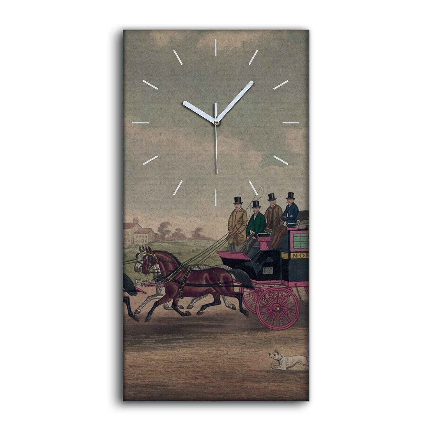 Horloge sur Toile Silencieuse sans Tic-Tac Coloray Deco Salon 30x60cm