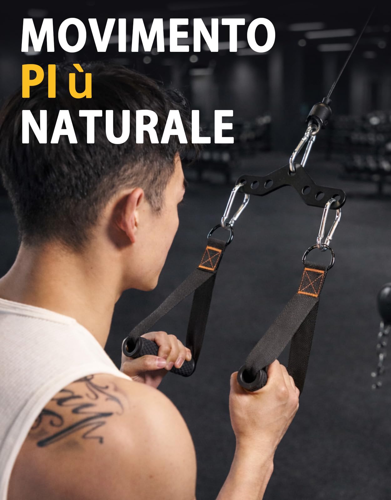 Adattatore 2:1 per Accessori Cavo, Barra LAT Pulldown Regolabile, Accessori per Macchine con Cavi da Palestra – 15cm